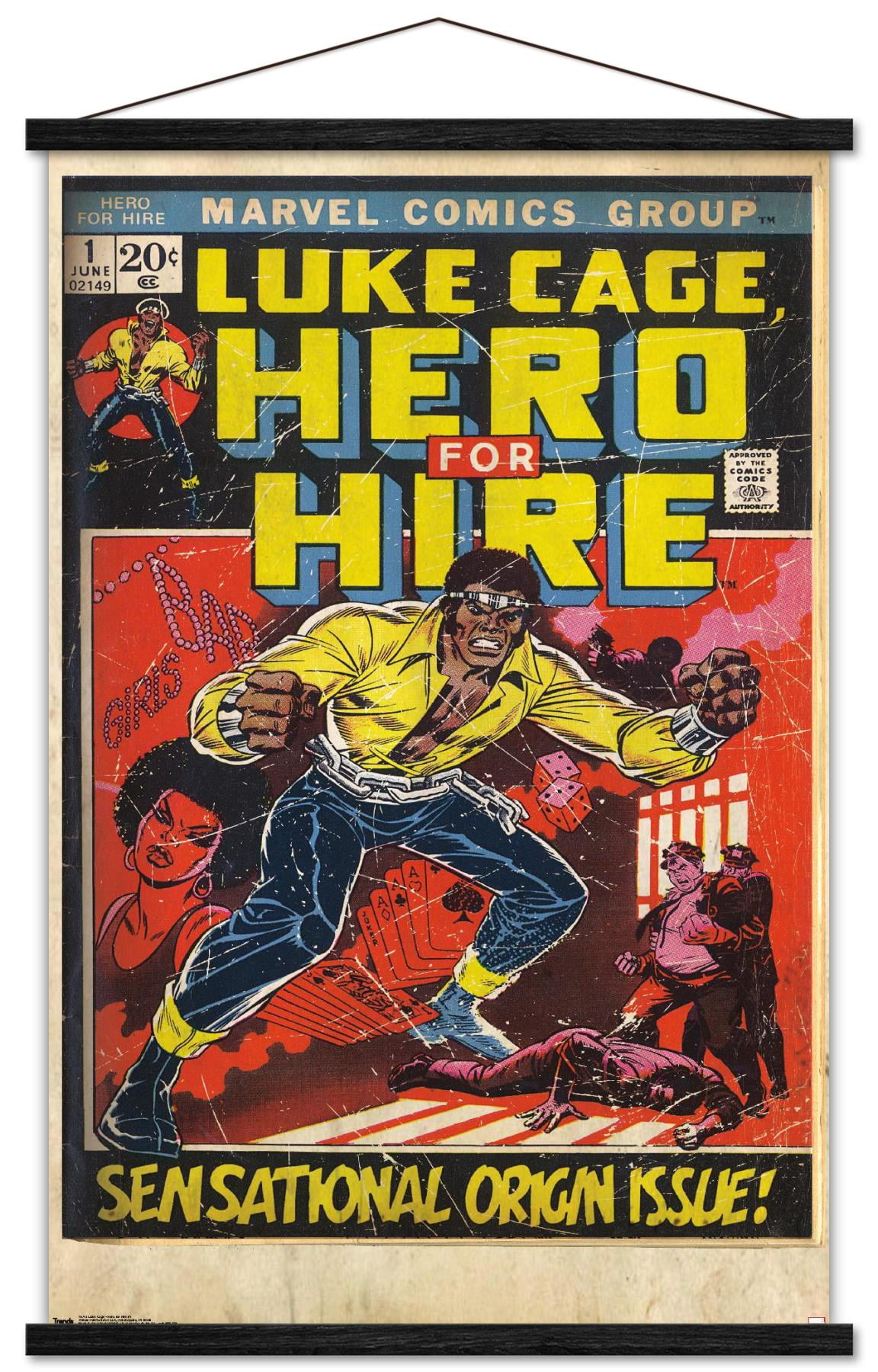 Marvel Comics - Luke Cage - Hero for Hire Cover #1 Wall Poster with Wooden Magnetic Frame, 22.375" x 34"