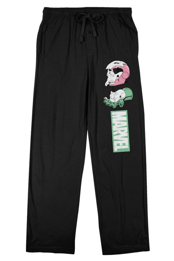 Marvel Comics Manga Cat Icons Men's Black Sleep Pajama Pants-XL