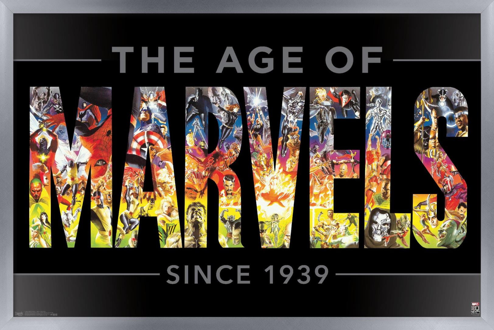 Marvel Comics - Marvel 80th Anniversary - Age of Marvels Wall Poster, 14.725" x 22.375", Framed