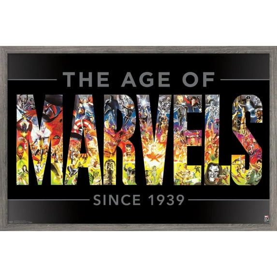 Marvel Comics - Marvel 80th Anniversary - Age of Marvels Wall Poster, 22.375" x 34", Framed