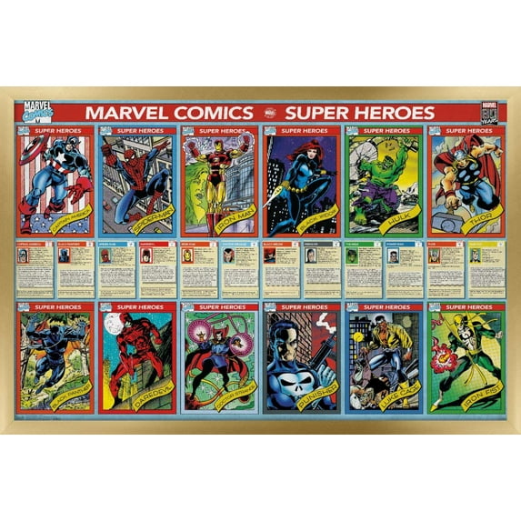 Marvel Comics - Marvel 80th Anniversary - Cards Wall Poster, 14.725" x 22.375", Framed