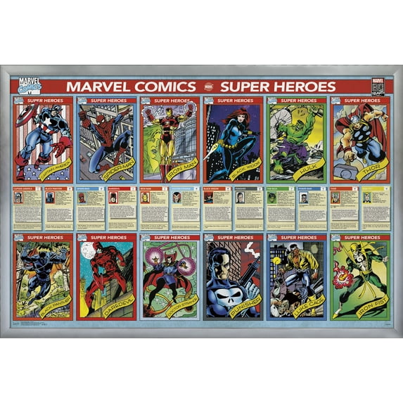 Marvel Comics - Marvel 80th Anniversary - Cards Wall Poster, 22.375" x 34", Framed