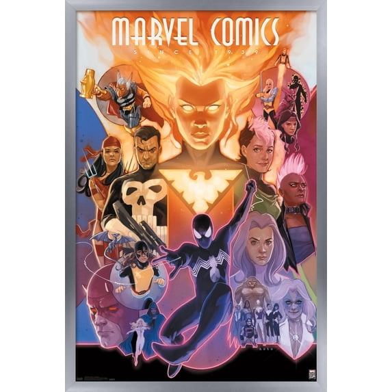 Marvel Comics - Marvel 80th Anniversary - Celebration Wall Poster, 14.725" x 22.375", Framed