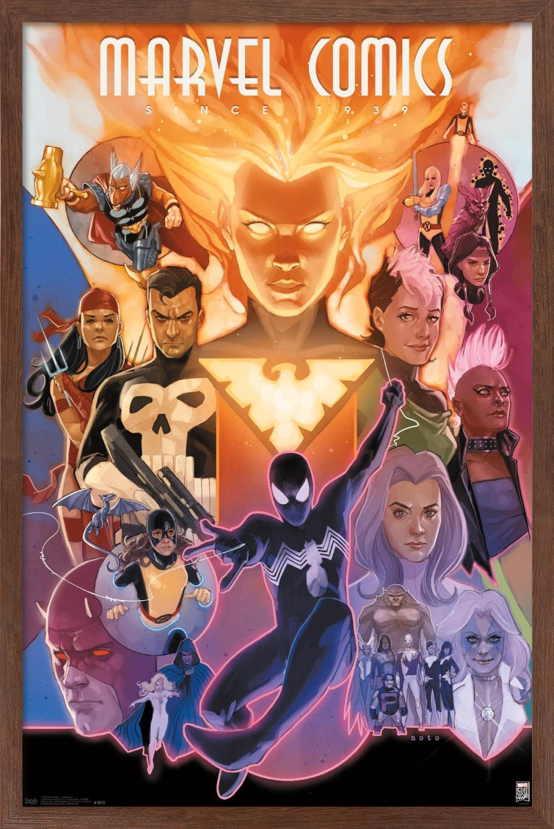 Marvel Comics - Marvel 80th Anniversary - Celebration Wall Poster, 22.375" x 34", Framed