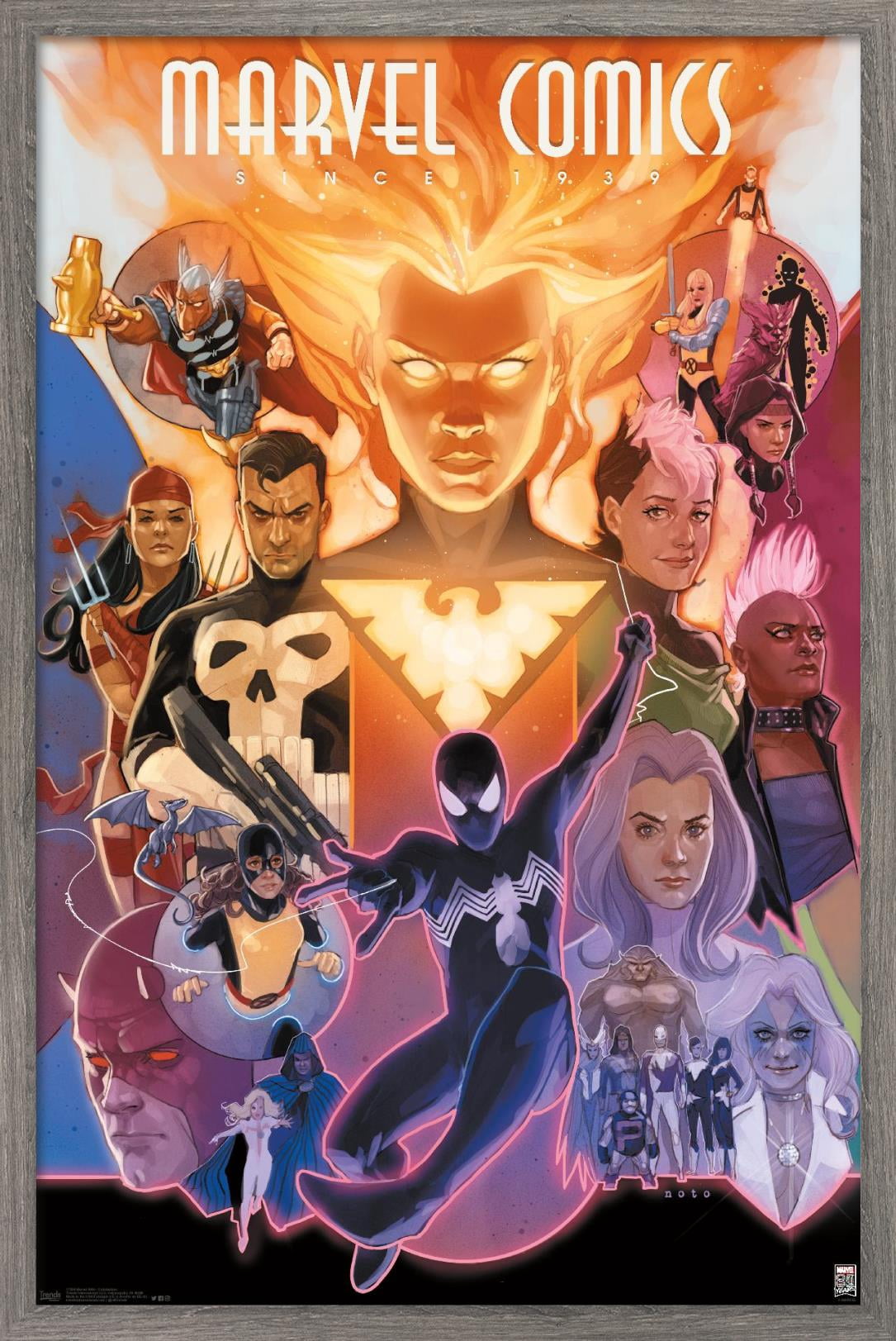 Marvel Comics - Marvel 80th Anniversary - Celebration Wall Poster, 22.375" x 34", Framed
