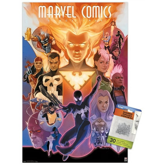Marvel Comics - Marvel 80th Anniversary - Celebration Wall Poster with Push Pins, 14.725" x 22.375"
