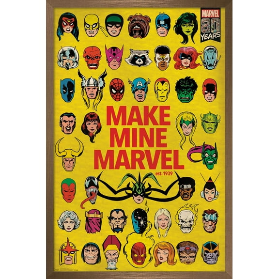 Marvel Comics - Marvel 80th Anniversary - Group Wall Poster, 14.725" x 22.375", Framed
