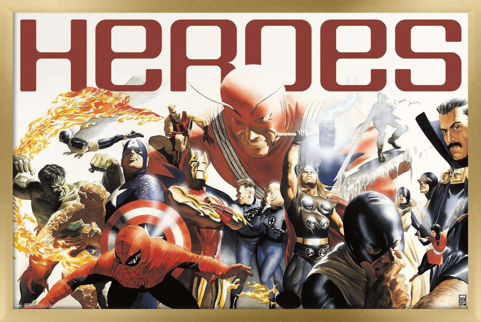 Marvel Comics - Marvel 80th Anniversary - Heroes Wall Poster, 22.375" x 34", Framed