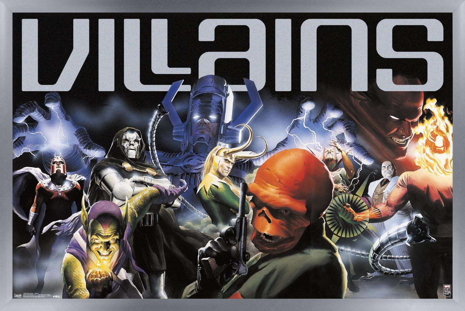 Marvel Comics - Marvel 80th Anniversary - Villains Wall Poster, 14.725" x 22.375", Framed