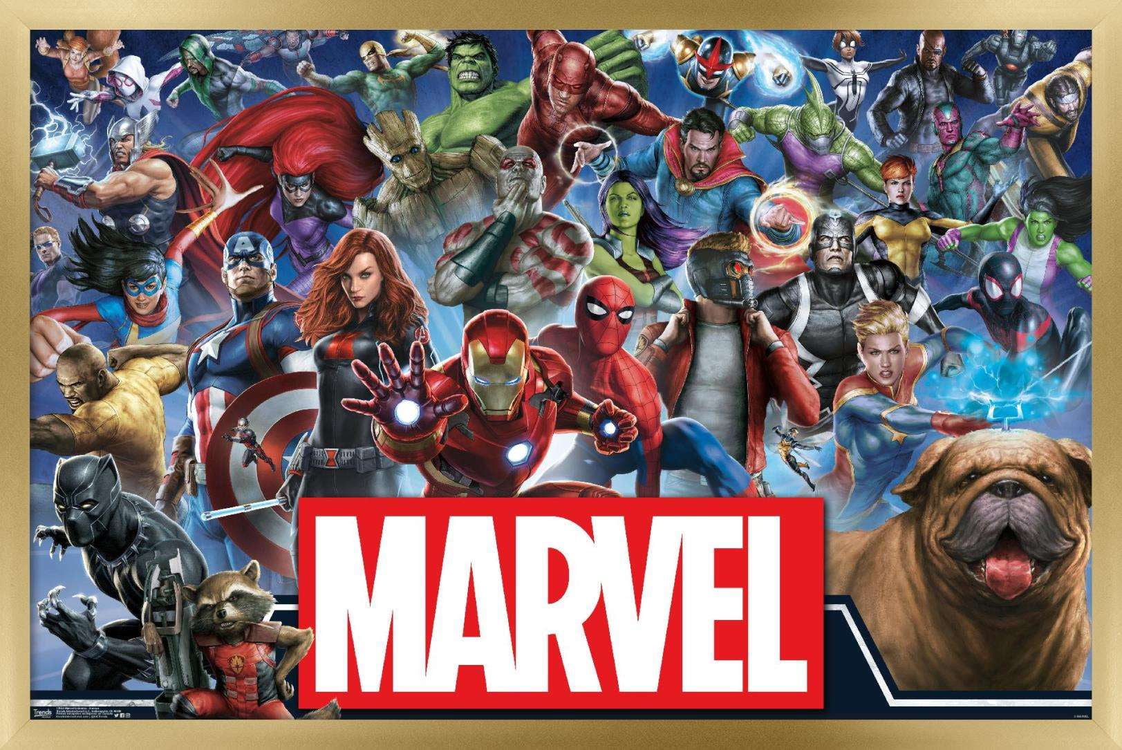 Marvel Comics - Marvel Universe - Heroes Wall Poster, 14.725" x 22.375", Framed