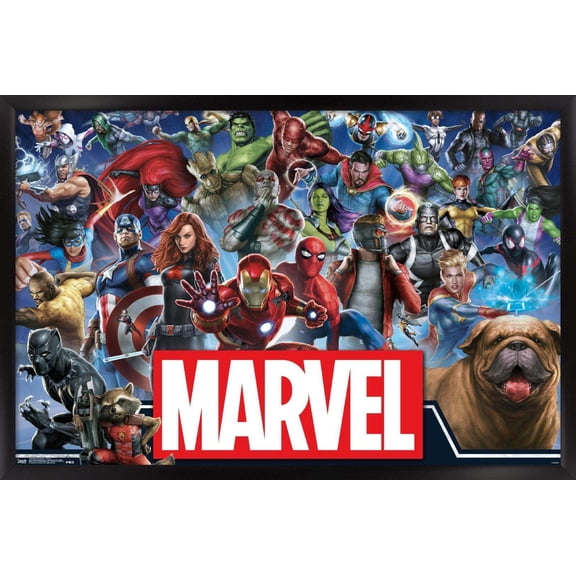 Marvel Comics - Marvel Universe - Heroes Wall Poster, 14.725" x 22.375", Framed