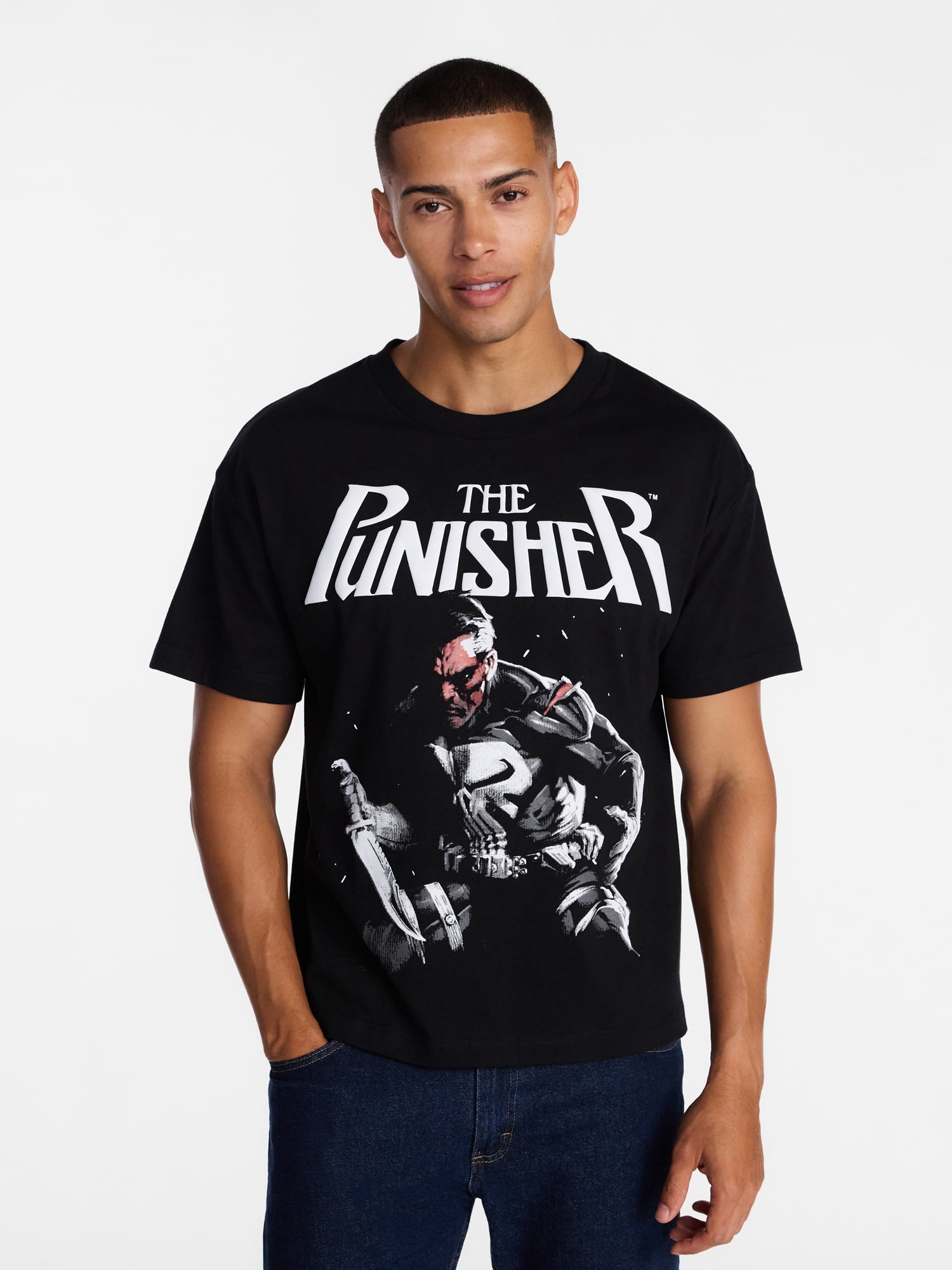 Marvel Comics Punisher Men's and Big Men's Punishing Them Back Graphic Tee, Sizes S-3XL