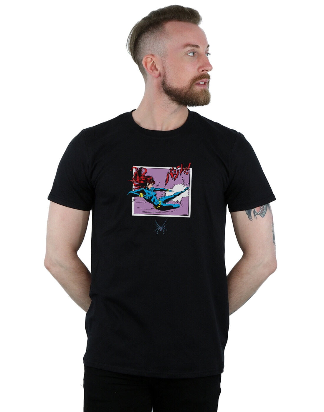 Marvel Comics Men's Black Widow Kick Frame TShirt
