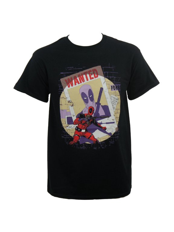 Marvel Comics Men's Deadpool Wanted T-Shirt Black 2XL