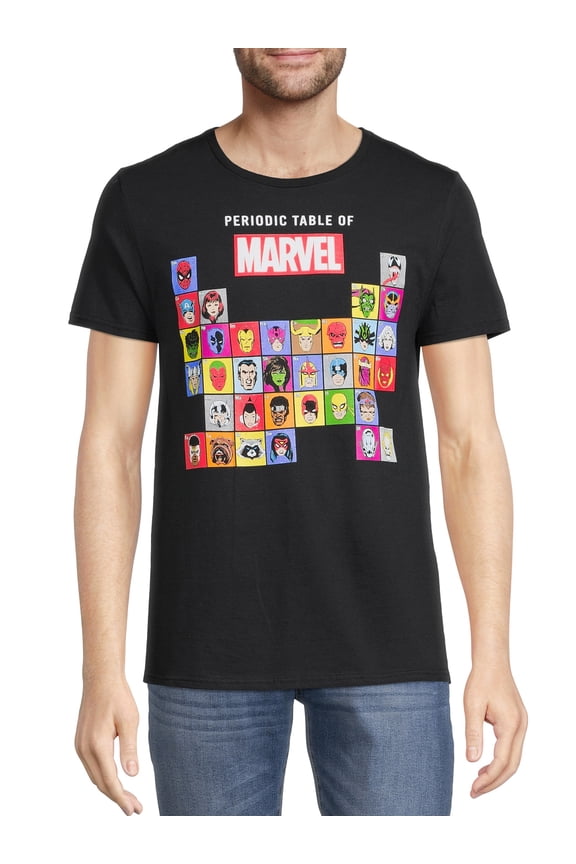 Marvel Comics Men's Heroes and Villains Periodic Graphic Tee