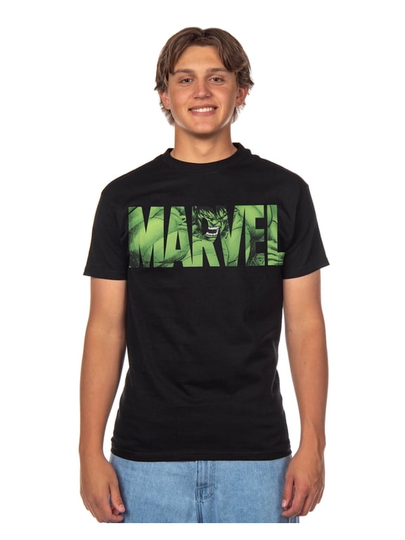 Marvel Comics Men's Marvel Logo The Hulk in Action Angry Adult T-Shirt