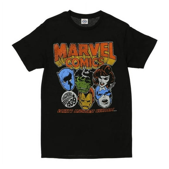 Marvel Comics Men's Retro Style Iron Man Hulk Character Logo T-Shirt, Medium