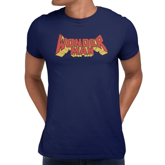Marvel Comics Wonder Man Block Letter Header Men's T Shirt (Navy, S-3XL)