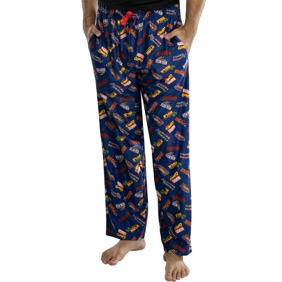 Marvel Comics Men's Pajama Pants Superhero Logo Iron Man Thor Captain America Hulk Black Widow Lounge Sleepwear