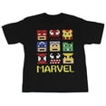 thumbnail image 1 of Marvel Comics Mens T-Shirt - 9 Pixel Block Style Hero Heads Over Marvel (Small), 1 of 1