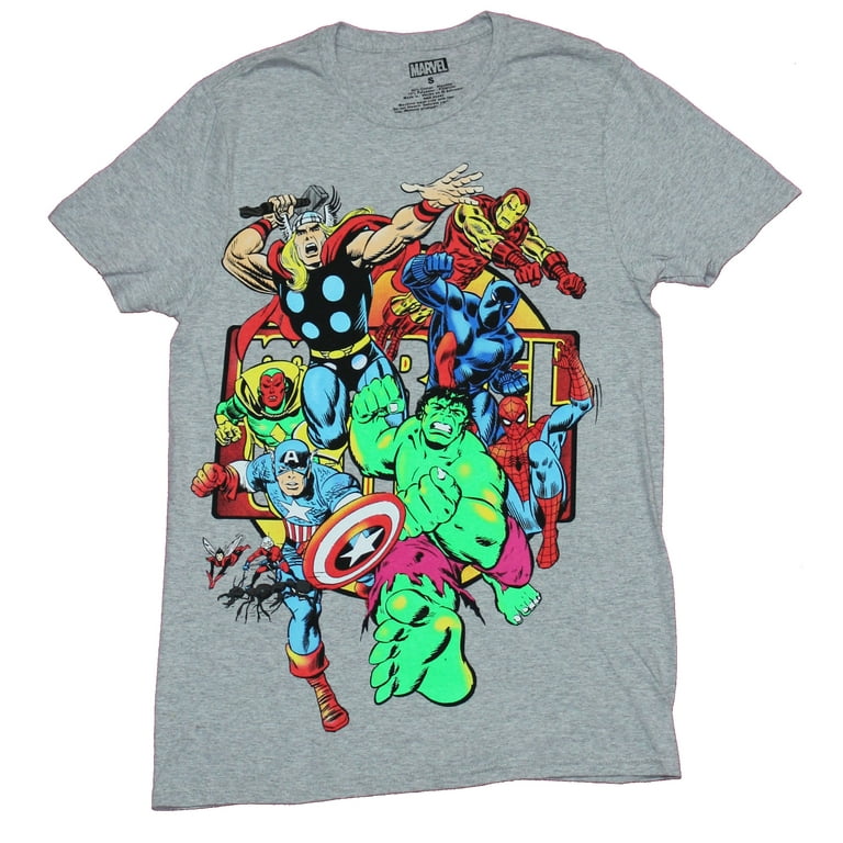 Marvel Avengers Comics Mens Logo & (2X-Large) Spider-man Image - T-Shirt Rushing Through