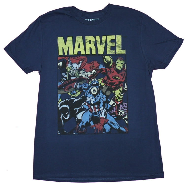 Marvel Comics Mens T Shirt Classic Distressed Avengers Under Name 2X Large
