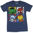 thumbnail image 1 of Marvel Comics Mens T-Shirt -  Four Boxes Cutesy Hulk Spider-Man Cap & Iron Man (X-Small), 1 of 1