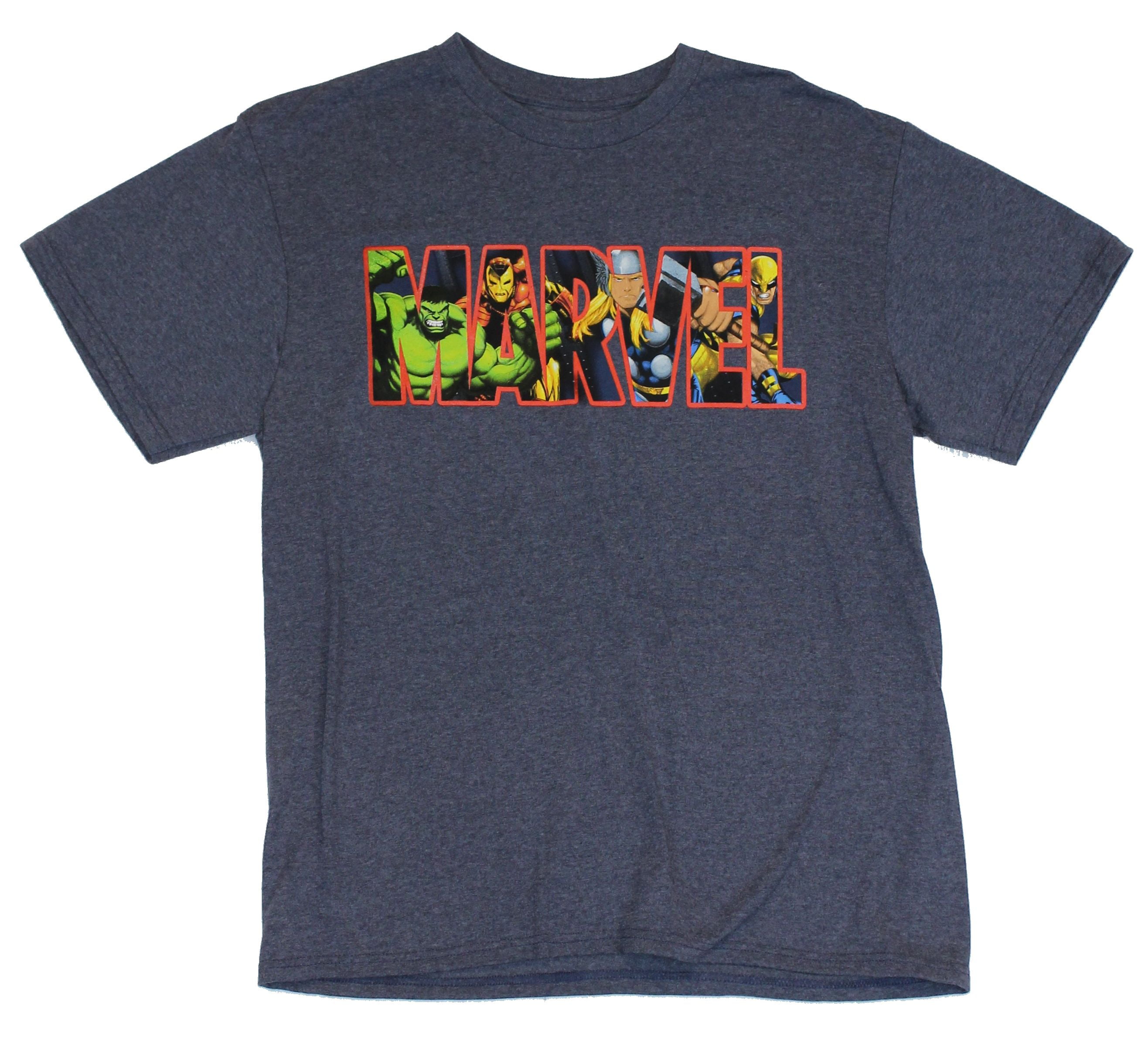Camiseta Marvel Stack Logo Para Hombre - Algodón 100%, Licencia Oficial, Corte Clásico, Varios Talles