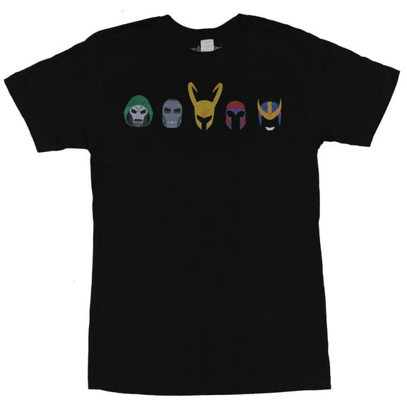 Marvel Comics Mens T-Shirt - Masks and Helmets Of Marvel Bad Guys Image (Medium)