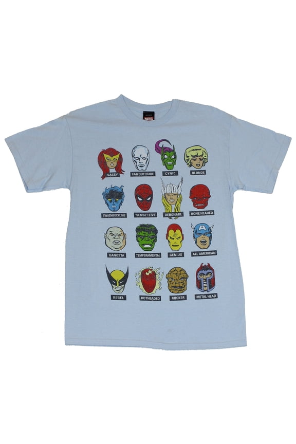 Comics Mens T-Shirt  - spider2man, Iron Man, And Captain America Heads (Medium)