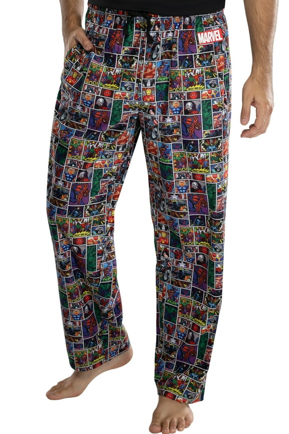 Marvel Comics Mens' Vintage Avengers Comic Book Page Sleep Lounge Pajama Pants
