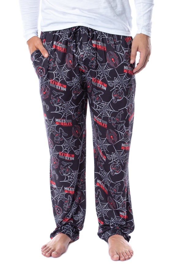 Marvel Comics Miles Morales Spiderman Web Mens' Sleep Lounge Pajama Pants