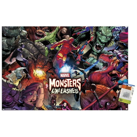 Marvel Comics - Monsters Unleashed Wall Poster with Push Pins, 22.375" x 34"