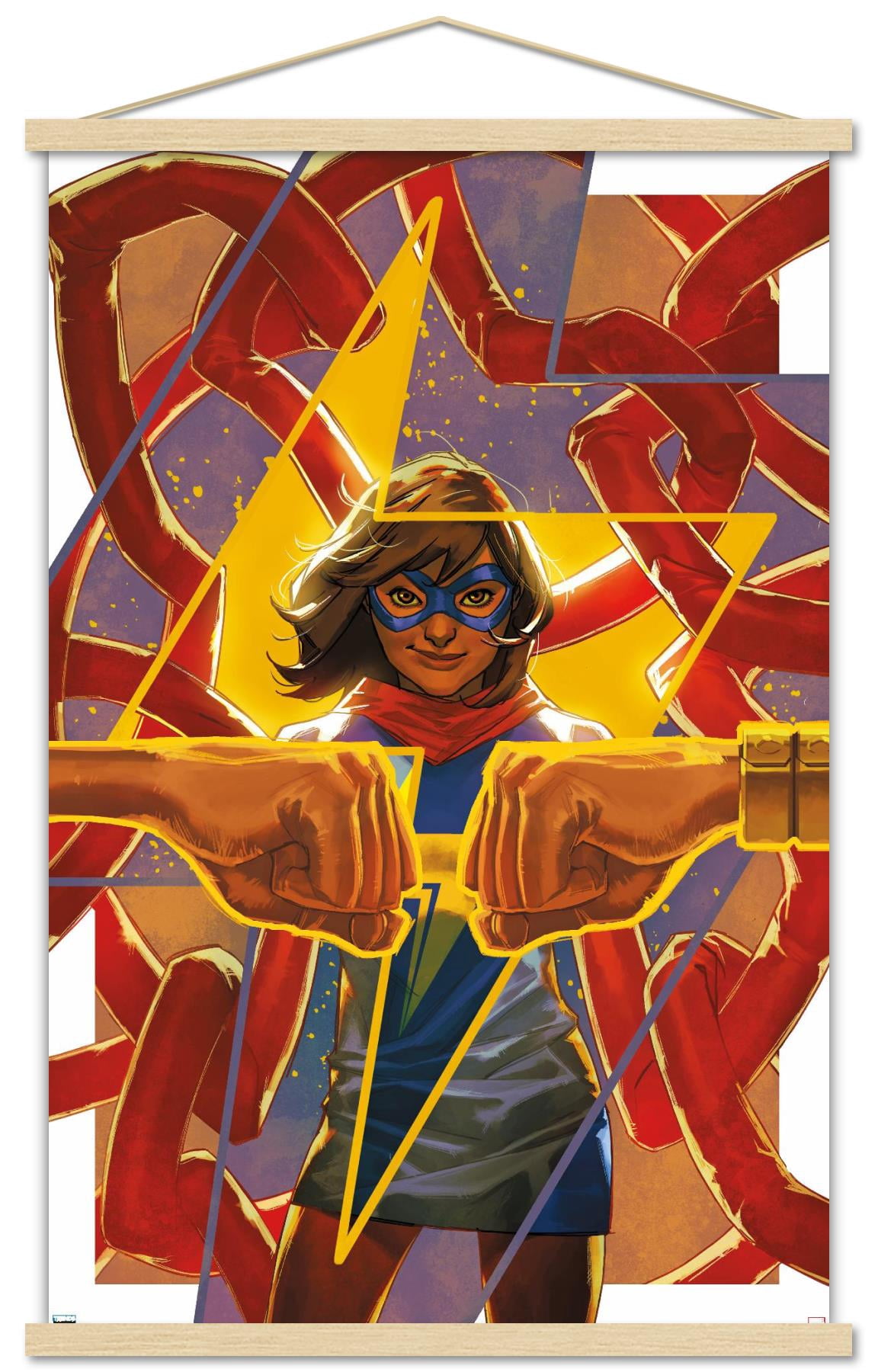 Marvel Comics - Ms. Marvel - Fearless #4 Wall Poster with Wooden Magnetic Frame, 22.375" x 34"