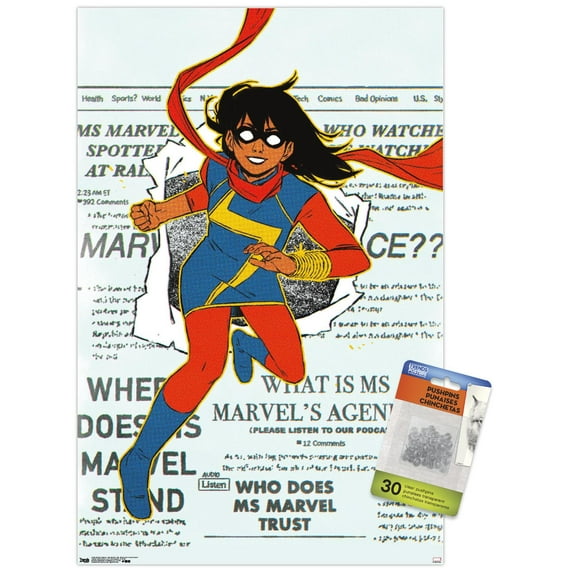 Marvel Comics - Ms. Marvel - Ms. Marvel #25 Variant Cover Wall Poster with Pushpins, 14.725" x 22.375"