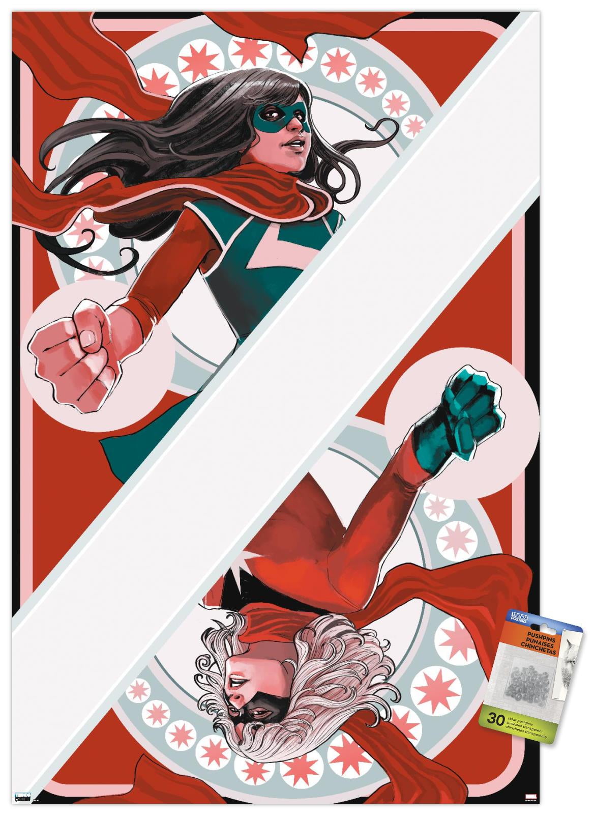Marvel Comics - Ms. Marvel - Ms. Marvel & Ms. Marvel #1 Wall Poster with Pushpins, 22.375" x 34"