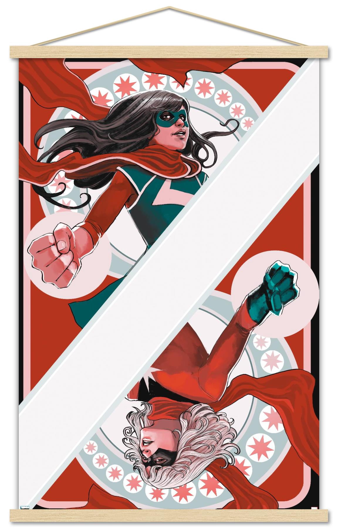 Marvel Comics - Ms. Marvel - Ms. Marvel & Ms. Marvel #1 Wall Poster with Wooden Magnetic Frame, 22.375" x 34"