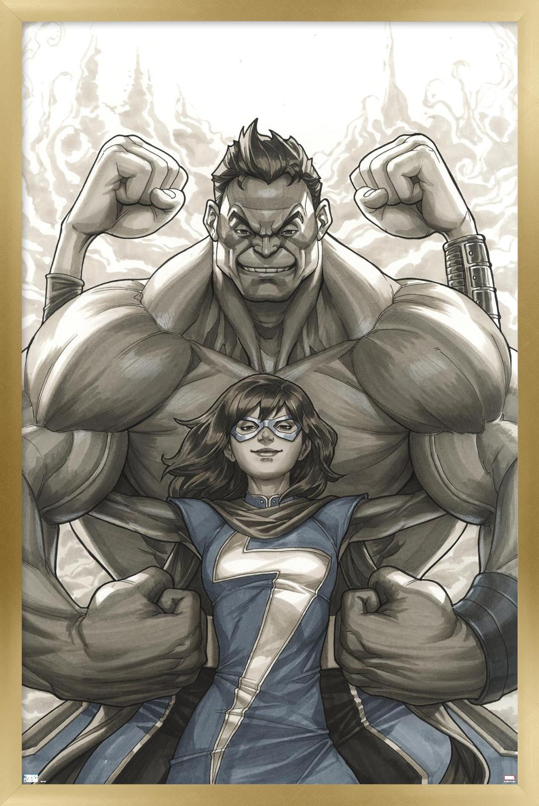 Marvel Comics - Ms. Marvel and Hulk - Champions #1 Wall Poster, 14.725" x 22.375", Framed