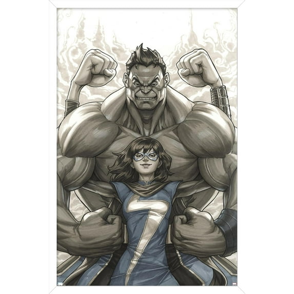Marvel Comics - Ms. Marvel and Hulk - Champions #1 Wall Poster, 22.375" x 34", Framed