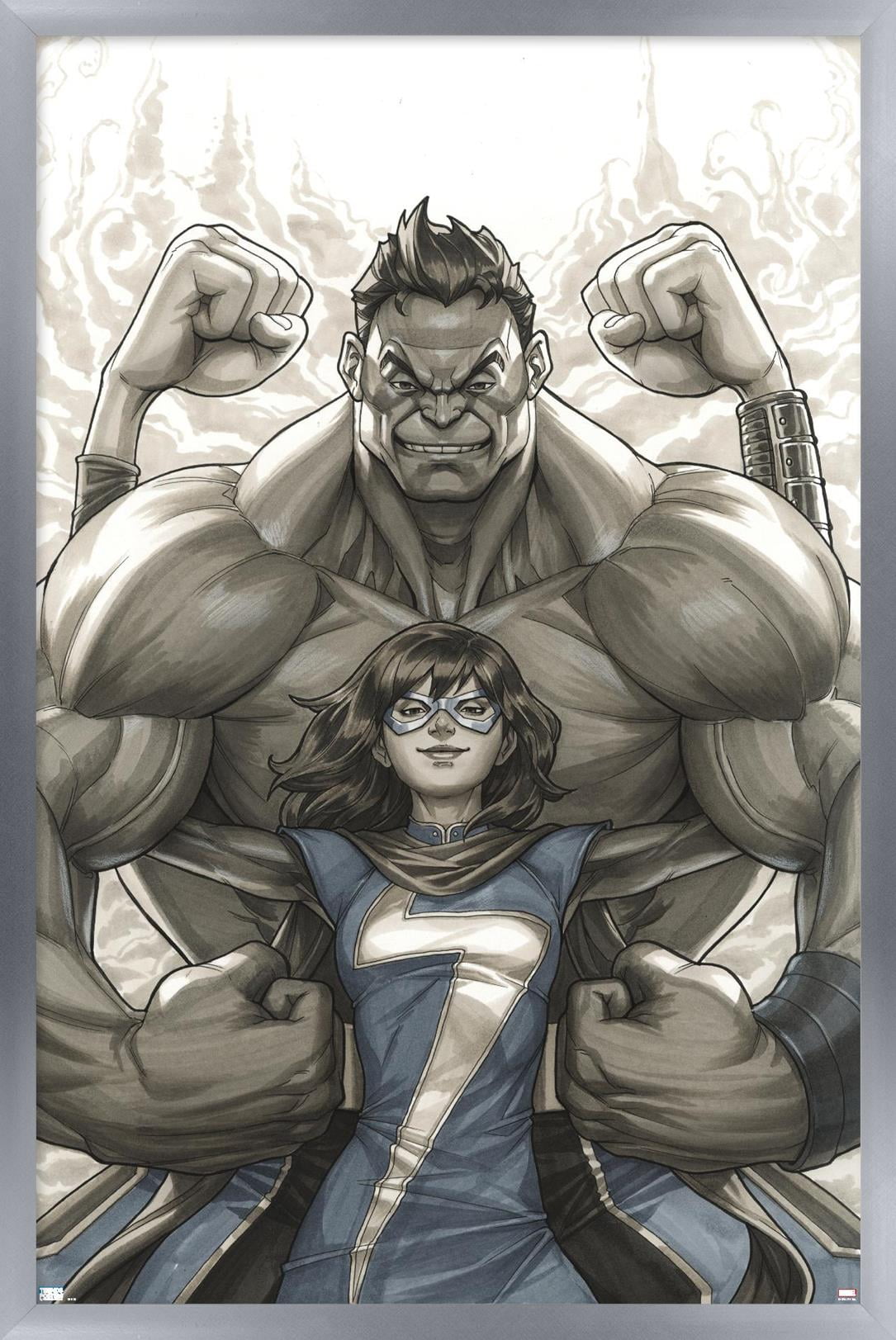 Marvel Comics - Ms. Marvel and Hulk - Champions #1 Wall Poster, 22.375" x 34", Framed