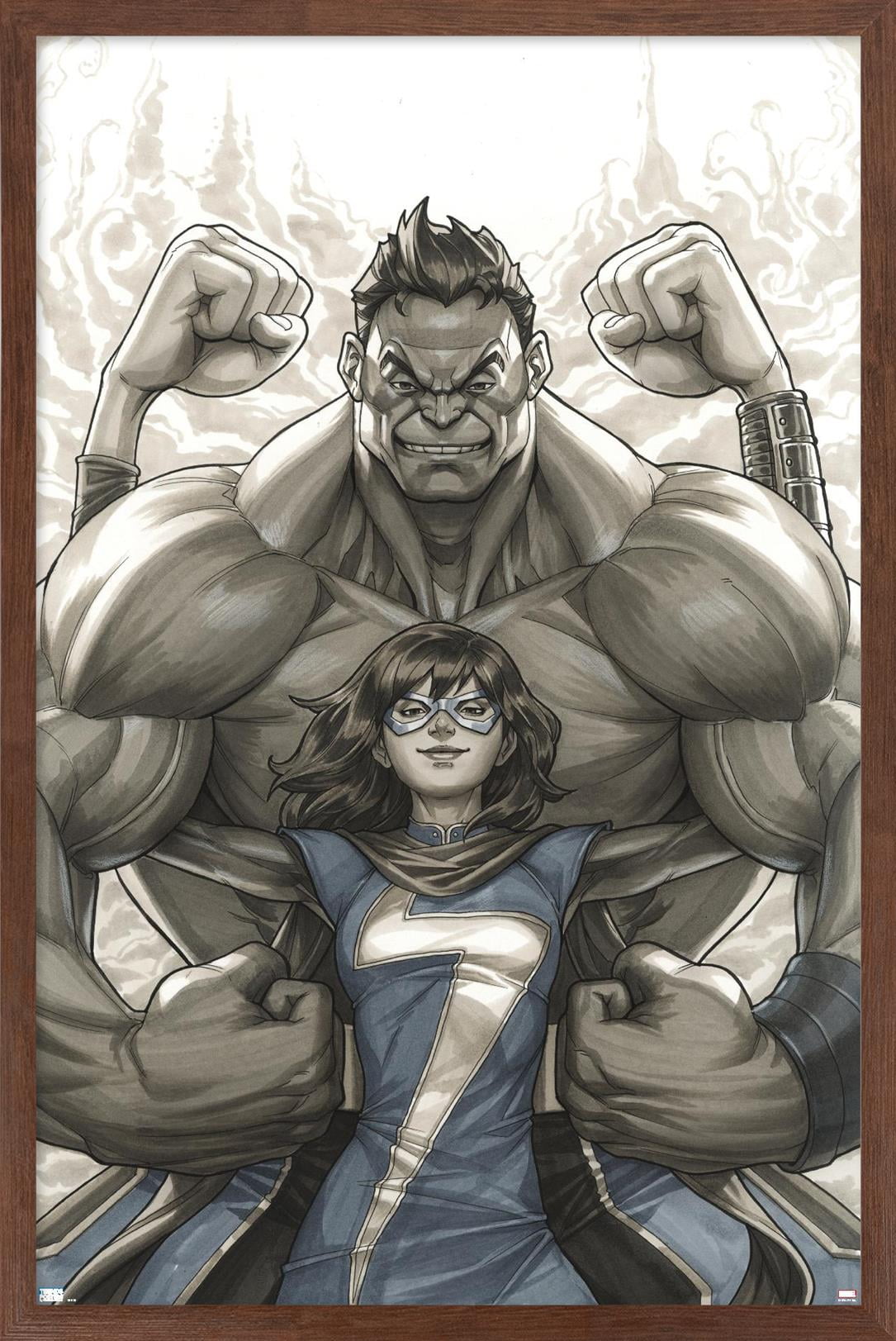 Marvel Comics - Ms. Marvel and Hulk - Champions #1 Wall Poster, 22.375" x 34", Framed