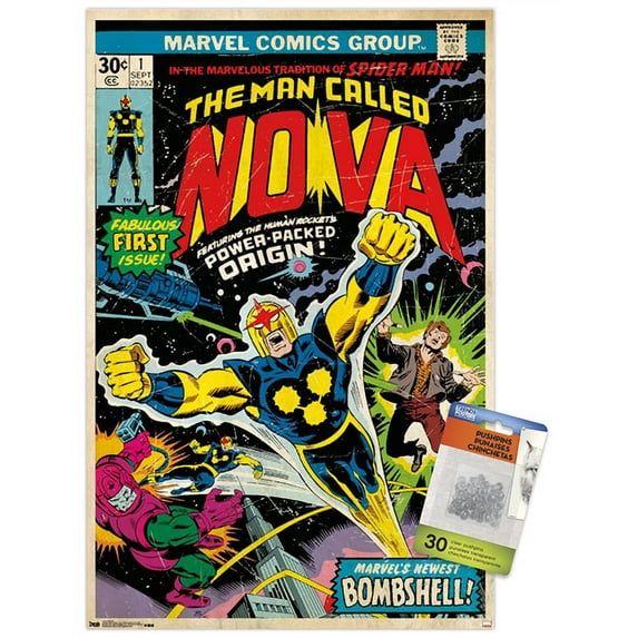 Marvel Comics - Nova - Cover #1 Wall Poster with Push Pins, 14.725" x 22.375"