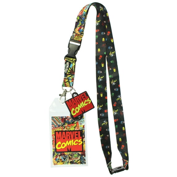 Marvel Comics Page ID Lanyard Badge Holder With 1.5" Rubber Charm Pendant