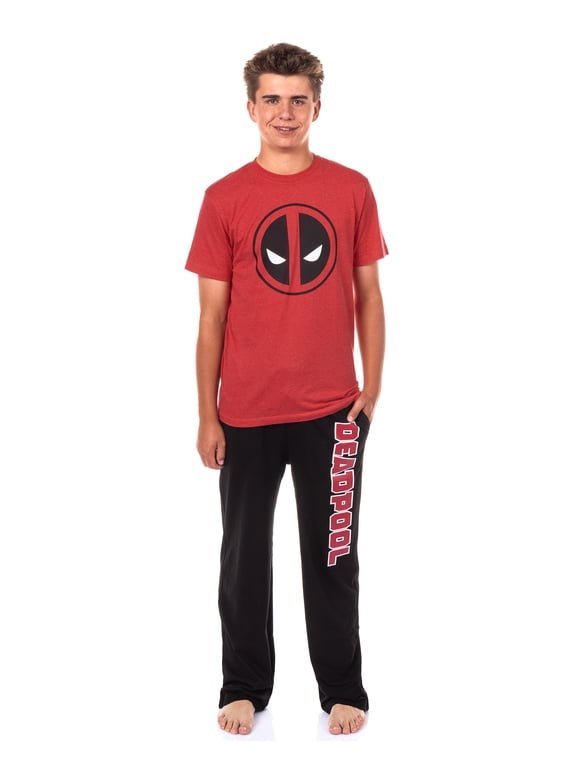 Marvel Comics Pajamas Men's Deadpool Short Sleeve Shirt and Pant Set