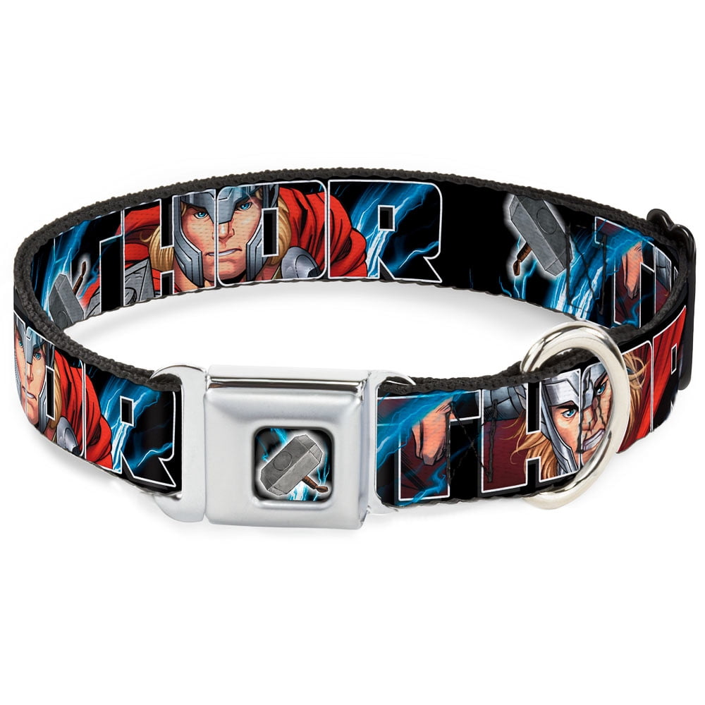 Marvel Comics Pet Collar, Dog Collar Metal Seatbelt Buckle, Thor