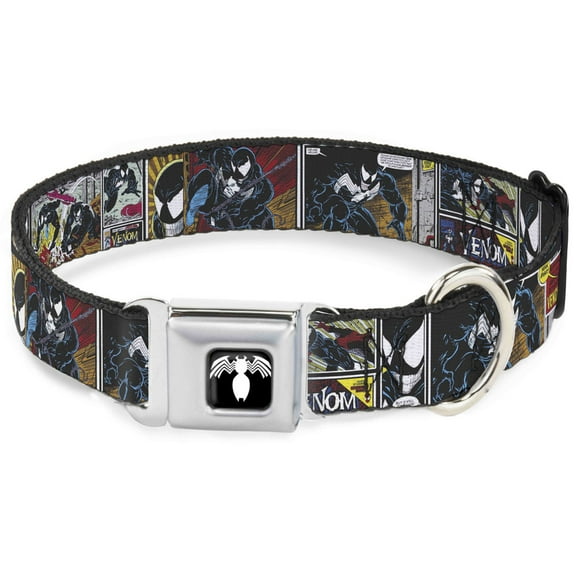 Marvel Comics Pet Collar, Dog Collar Metal Seatbelt Buckle, Venom Comic Book Panels, 9.5 to 13 Inches 1.0 Inch Wide