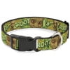 Marvel Comics Pet Collar, Dog Collar Plastic Buckle, Baby Groot Pose Face I Am Groot Browns Greens Yellows, 7 to 8.5 Inches 0.5 Inch Wide