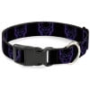 Marvel Comics Pet Collar, Dog Collar Plastic Buckle, Black Panther Avengers Icon Outline Black Purple, 7 to 8.5 Inches 0.5 Inch Wide