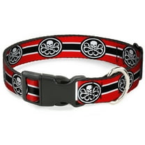 Marvel Comics Pet Collar, Dog Collar Plastic Buckle, Hydra Logo Stripe Red Black White, 7 to 8.5 Inches 0.5 Inch Wide