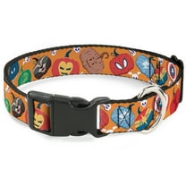 Marvel Comics Pet Collar, Dog Collar Plastic Buckle, Marvel Avengers Halloween Jack O Lantern Pumpkin Icons Orange, 7 to 8.5 Inches 0.5 Inch Wide